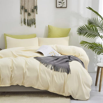 Luxlovery Beige White Comforter Set King Size Beige Ivory Bedding Set Solid Color Cream Off White Blanket Quilts Soft Breathable Ivory White Light Color Comforter Women Men