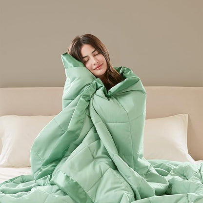 Madison Park Windom Down Alternative Blanket, Premium 3M Scotchgard Moisture Wicking Treatment, Lightweight and Soft Bed Cover For All Season, Satin Trim, Seafoam Full/Queen