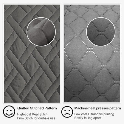 HORIMOTE HOME Quilt Set Queen Size Grey, Classic Geometric Diamond Stitched Pattern, Microfiber Ultra Soft Lightweight Bedspread Coverlet for All Season, 3 Piece Includes 1 Quilt and 2 Shams