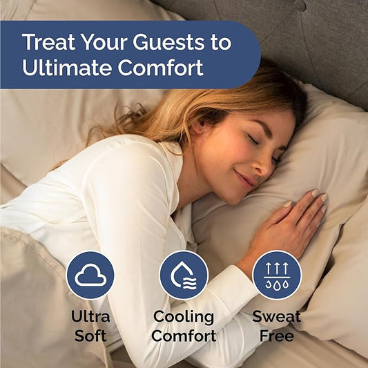 Bulk Case Pack of 16 Sheet Sets - (16) Complete Sheet Sets - Bulk Full Bedding - Wholesale Case Pack for Hotels, Spa & Airbnbs - Deep Pocket, Fade & Wrinkle Free - Cooling & Breathable - Full, Cream