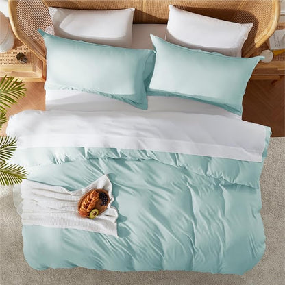 Nestl Light Blue Duvet Cover King Size - Soft Double Brushed King Duvet Cover Set, 3 Piece, with Button Closure, 1 Duvet Cover 104x90 inches and 2 Pillow Shams