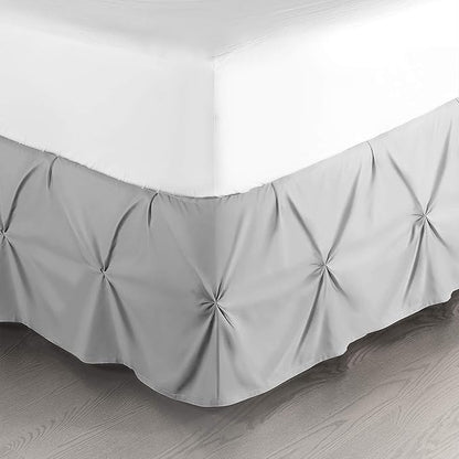 Nestl Premium Microfiber Bedskirt - Twin Size, Pinch Pleat, 14" Drop, Hotel Quality, Light Grey