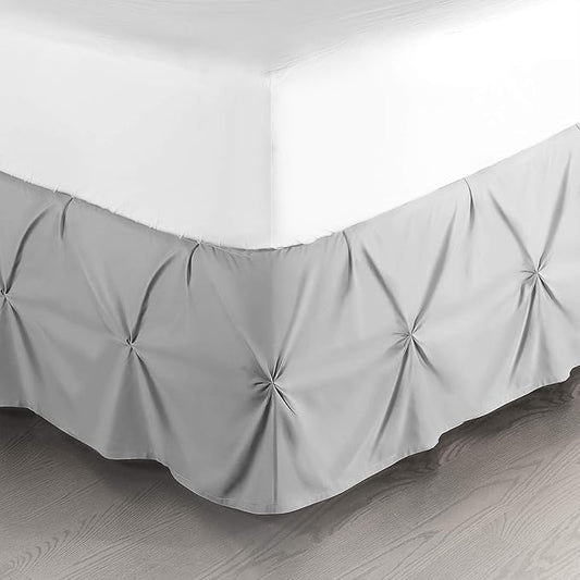 Nestl Premium Microfiber Bedskirt - Twin Size, Pinch Pleat, 14" Drop, Hotel Quality, Light Grey
