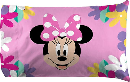 Jay Franco Kids Sheet Set with Fitted, Flat Sheets & Pillow Cover - Ultra-Soft Bedding with Pillowcase for Room Decor, Purple - Minnie Mouse, 3 Piece Twin