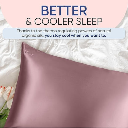 Blissy Silk Pillowcase - 100% Pure Mulberry Silk - 22 Momme 6A High-Grade Fibers - Silk Pillow Cover for Hair & Skin - Regular, Queen & King (Plum, Standard)