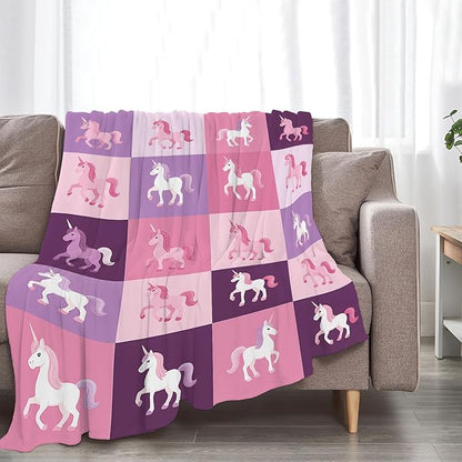 Unicorn Blanket Super Soft Warm Fluffy Fleece Flannel Fantasy Throw Blanket Cozy Fuzzy Plush Stuff Bedding Blankets Gifts for Women Kids Boys Girls Adults 80"X60"