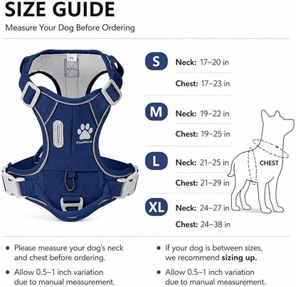 No Pull Dog Harness with Hidden AirTag Holder, Reflective Adjustable Vest Harness, Easy On-Off Design, Soft Breathable Mesh for Small Medium Large Dogs (Navy Blue, XL)