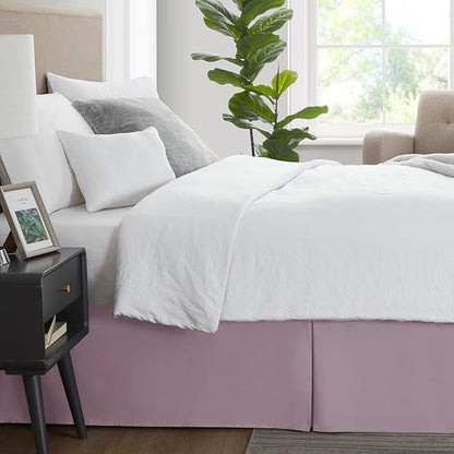 Nestl Dusty Purple Twin XL Bed Skirt - Twin XL Size Bed Skirt 14 Inch Drop - Brushed Microfiber Bed Skirts - Hotel Quality Pleated Bed Skirt - Shrinkage & Fade Resistant