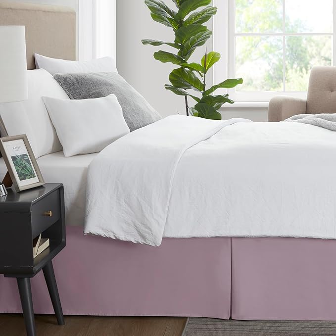 Nestl Peach Twin Bed Skirt - Twin Size Bed Skirt 14 Inch Drop - Brushed Microfiber Bed Skirts - Hotel Quality Pleated Bed Skirt - Shrinkage & Fade Resistant