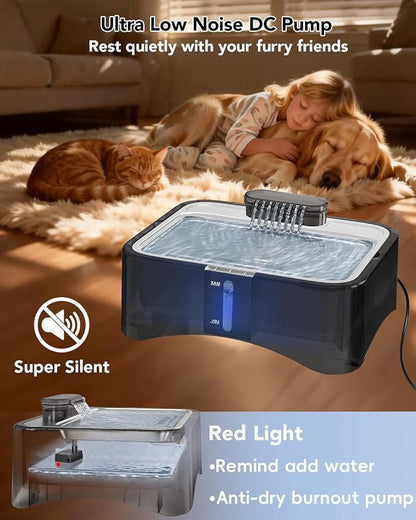 UPSKY Cat Water Fountain, 2.25Gal Large Capacity for Multi-Pet Homes | Ultra Quiet 304 Stainless Steel, Anti-Clog Pump with 4 Filters, Non-Slip Mat Included, Easy to Clean, Smart LED & Anti-Dry