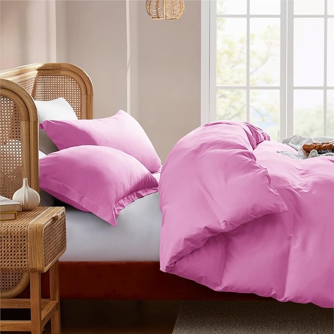Nestl Twin Duvet Cover Set - Soft Double Brushed Light Pink Duvet Cover Twin XL, 2 Piece, with Button Closure, 1 Duvet Cover 68x90 inches and 1 Pillow Sham