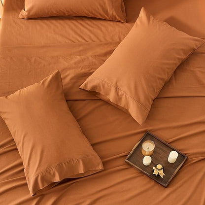 Bedlifes 100% French Flax Linen Sheets Set King Size - 6 Piece Extra Deep Pocket 18-24",Soft Breathable King Bed Sheets with Temperature Regulating & Moisture-Wicking(Brown