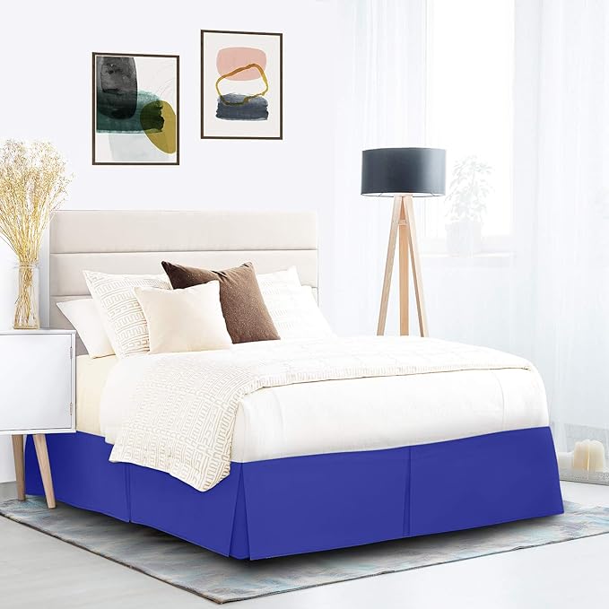 Nestl Royal Blue Bed Skirt Cal King Size - Cal King Bed Skirt 14 Inch Drop - Brushed Microfiber Bed Skirts - Hotel Quality Pleated Bed Skirt - Shrinkage & Fade Resistant