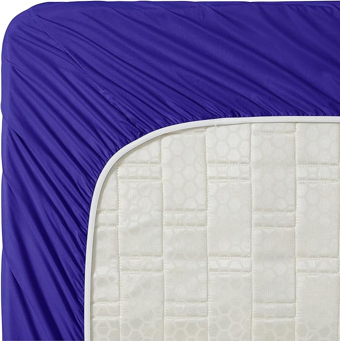 Clara Clark Bed Sheets, Premier 1800 Series 4 Piece Bed Sheet Set, Deep Pocket, Wrinkle, Fade, Stain Resistant, Luxury Soft Bedding Sheets & Pillowcases, Queen, Royal Blue