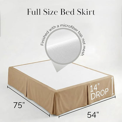 Southshore Fine Living, Inc. Full Bed Skirt 14 Inch Drop, Pleated Dust Ruffle Full Size Bed, Pet Hair Resistant Bedding, Easy Care Microfiber, Machine Washable - Taupe