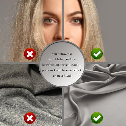 Mulberry Silk Pillowcase for Hair and Skin Pillow Case with Hidden Zipper Soft Breathable Smooth Cooling Silk Pillow Covers for Sleeping (Gray, King,1Pcs)