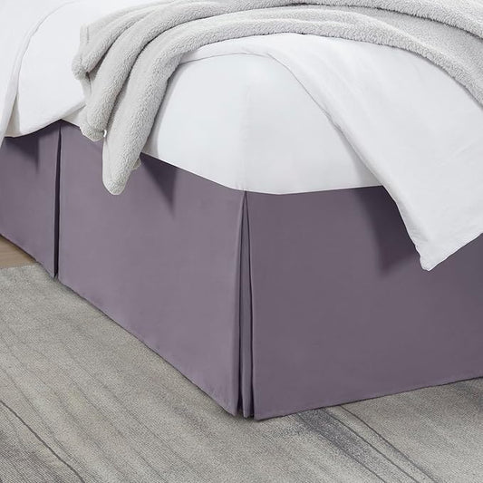 Nestl Grayish Purple Bed Skirt Cal King Size - Cal King Bed Skirt 14 Inch Drop - Brushed Microfiber Bed Skirts - Hotel Quality Pleated Bed Skirt - Shrinkage & Fade Resistant