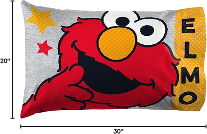 Jay Franco Sesame Street Hip Elmo 1 Pack Pillowcase - Double-Sided Kids Super Soft Bedding (Official Sesame Street Product)