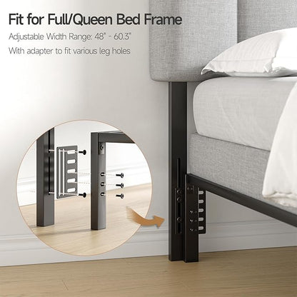 Adjustable Headboard for Full/Queen Size Bed Frame, Linen Fabric Bed Headboard with Storage & RGB LED Light in Modern Vertical Channel Design, Light Grey