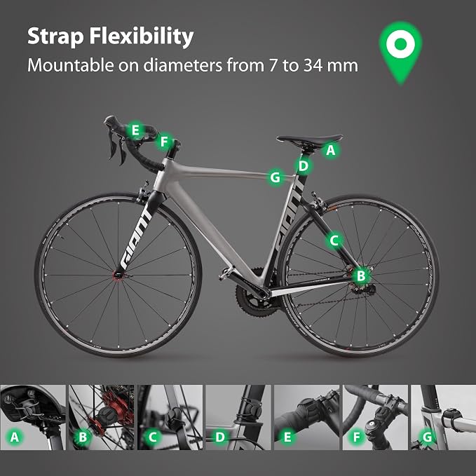 BONE Bike Air Tracker Tag Strap, Hidden Bicycle GPS Tracker Case for Apple Tag, Ultra-Lightweight Scratch-Free & Waterproof Silicone Holder, Anti-Theft Seatpost Mount for Mountain Bikes & Scooters