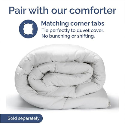 Duvet Cover King Size Set - Extra Soft King Duvet Cover 104" x 90" with 2 Pillow Shams - Hotel Luxury, Easy Care & Fade Free with Zipper Closures & Ties - All Season, Comfy & Breathable (Blue Stripes)