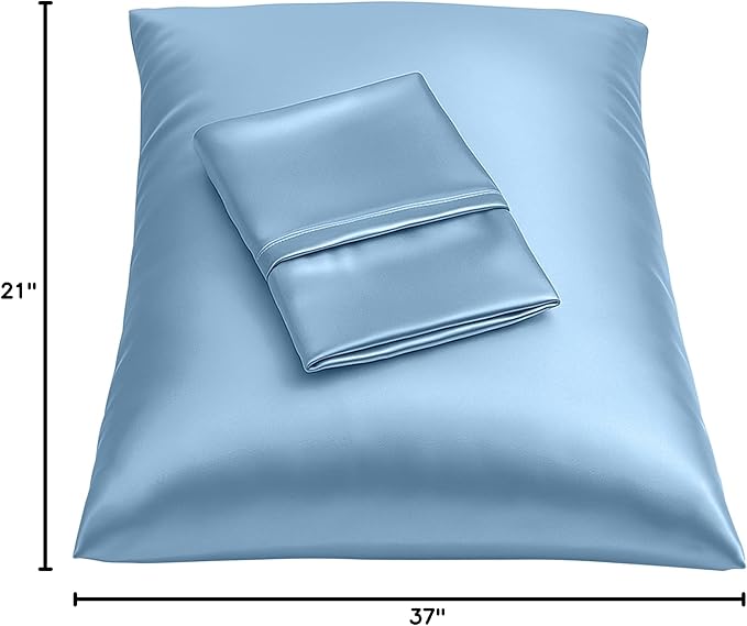 BLISSFORD Luxury Satin Pillowcase for Hair – Standard Satin Pillowcase with Zipper, Jewel Blue (Pillowcase Set of 2)