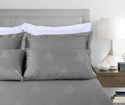 Threadmill Cotton Twin Sheet Set | 100% Cotton Sheets for Twin Size Bed | Damask Jacquard Sateen Twin Bed Sheets Set with 16” Deep Pocket | Soft Breathable 3-Piece Cooling Sheet Set | Dark Grey