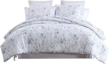Laura Ashley - King Comforter Set, Reversible Cotton Bedding with Matching Shams, Medium Weight for Year Round Use, Oeko-Tex Certified (Belinda Blue)