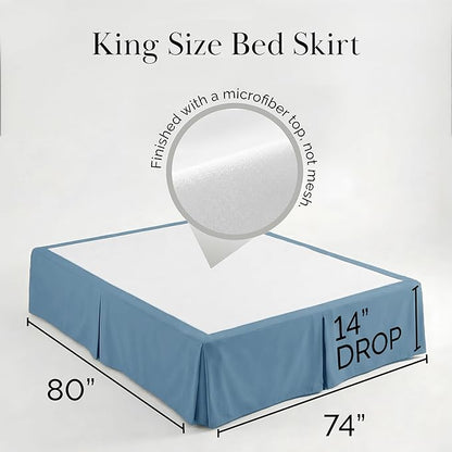 Southshore Fine Living, Inc. King Bedskirt 14 Inch Drop - Pet Hair Resistant Dust Ruffle for King Size Bed - Wrinkle Free, Durable Microfiber, Hotel Quality Bed Skirting, Easy Care - Coronet Blue