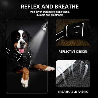 Dog Harness with 100% Waterproof AirTag Holder, AirTag Dog Vest (Black,M) | No-Pull No-Choke, Fully waterproof built-in AirTag case, Reflective strip for night walking, For Small Medium Large Dogs