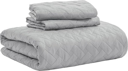 Bedsure California King Quilts - Lightweight Bedspreads Cal King Size with Basket Weave Pattern, Soft Quilt Bedding Set, Light Grey Comforter Set Coverlet with 2 Pillow Shams (111" x 106") | Skin-Friendly Soft, All-Season Comfort, Breathable, Lightweig...
