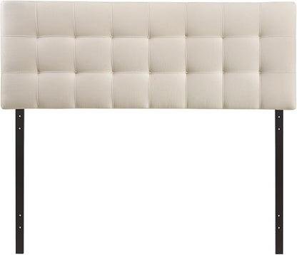 Modway Lily Tufted Linen Fabric Upholstered Queen Headboard in Ivory
