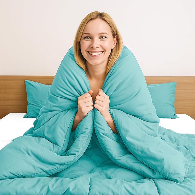 Pure Bedding California King Duvet Cover - Extra Soft Bedding Set, Includes 1 Cal King Duvet Cover 104x98 Inches with Zipper Closure & 2 Pillow Shams, Comforter Not Included, Aqua