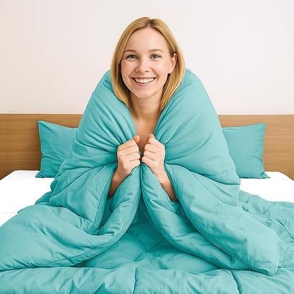 Pure Bedding Duvet Cover Full Size - 3 Pieces Extra Soft Bedding Set, Includes 1 Duvet Cover 80x90 Inches with Zipper Closure & 2 Pillow Shams, Comforter Not Included, Aqua
