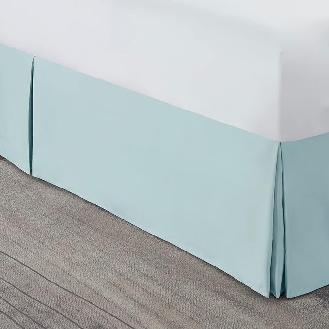 Nestl Light Baby Blue Twin Bed Skirt - Twin Size Bed Skirt 14 Inch Drop - Brushed Microfiber Bed Skirts - Hotel Quality Pleated Bed Skirt - Shrinkage & Fade Resistant