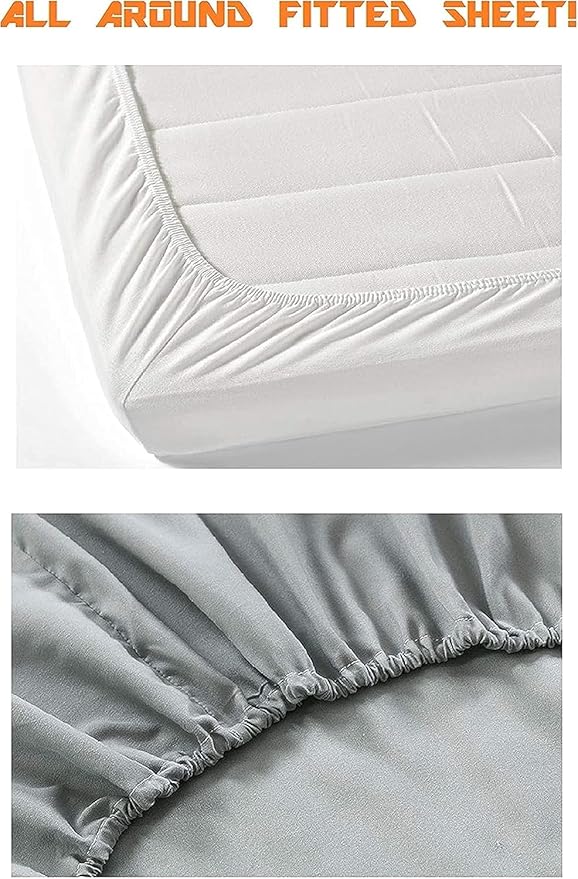 Elegant Comfort 1500 Premium Quality Fitted Sheet Ultra Soft 18-24 Inch Extra Deep Pocket - Single Fitted Sheet for High Mattress - Wrinkle Free with Smart Storage Pockets, Queen, Navy Blue