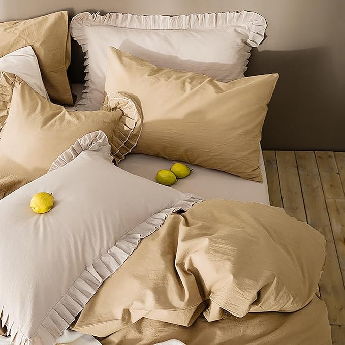 Luxlovery Beige Champagne Comforter Set Cal King Dark Beige Bedding Comforter Set California King Taupe Color Soft Breathable Blanket Quilts 3 Piece Light Khaki Bedding Set for Women Men Adults