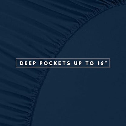 Elegant Comfort 8-Piece Pinch Pleated Comforter Set - All Season Complete Bed in a Bag, Includes 4pc Smart Sheet Set, Bed Skirt, Comforter, Matching Pillowcases and Shams, Twin/Twin XL, Sapphire Blue