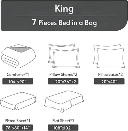 Vintage Floral Twin Size Bed in A Bag for Girls, 7Pcs Burgundy Comforter Set for Gothic Bedroom Decor, Black Floral Quilted Bedding with 2 Pillowcases, 68"x86"