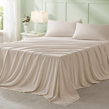 Anluoer Beige Full Comforter Set 7 Pieces, Bed in a Bag with Sheets, All Season Bedding Sets with 1 Comforter, 2 Pillow Shams, 2 Pillowcases, 1 Flat Sheet, 1 Fitted Sheet