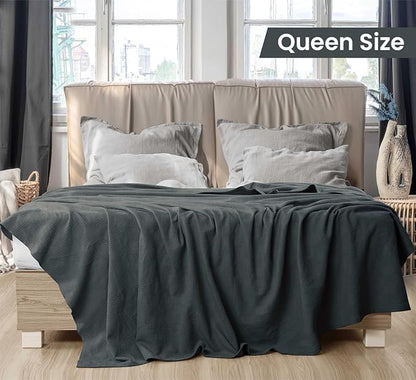 Utopia Bedding Smoke Gray 100% Cotton Blanket [Queen Size - 90x90 Inch] Lightweight, Soft and Breathable Thermal Blanket for All Seasons