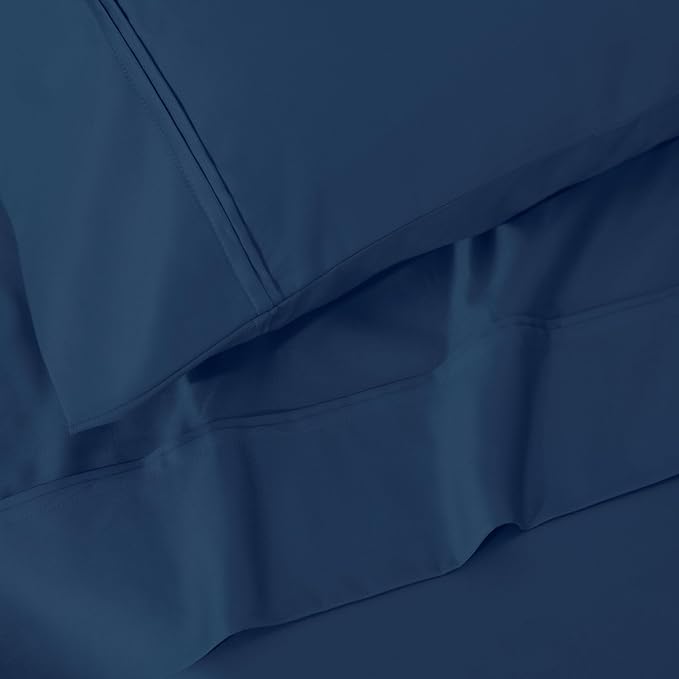 1200 Thread Count 100% Egyptian Cotton, Soft and Breathable, 2-Piece Standard Pillowcase Set Solid, Navy Blue