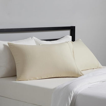 Amazon Basics Standard Pillowcases Set of 2 - Lightweight, Super Soft Easy Care Microfiber, Beige, 30" L x 20" W, Pillows Not Included