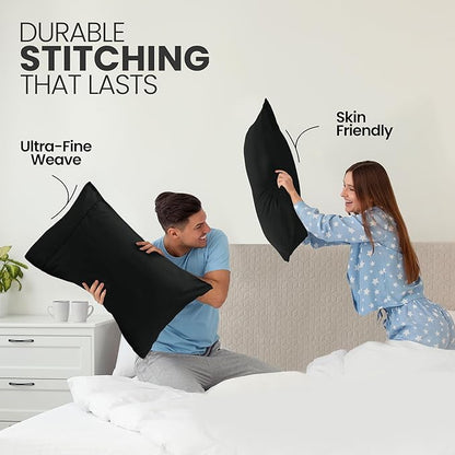 Utopia Bedding Standard Pillow Cases - 2 Pack - Envelope Closure - Soft Brushed Microfiber Fabric - Shrinkage and Fade Resistant Pillow Covers Standard Size 20 X 26 Inches (Standard, Black)