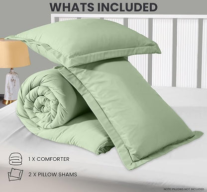King Comforter Set 3 Piece Sage Green by Utopia Bedding, Comforters King Size, Bedding Comforters Sets, Down Alternative Soft Bed Set, 1 Comforter (90 x 102 inches) 2 Pillow Shams (20 x 36 inches)