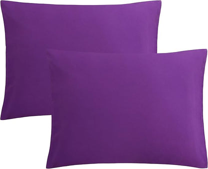 FLXXIE Pillow Cases Standard Size, Soft Microfiber Pillow Covers with Envelope Closure, Wrinkle, Stain Resistant Pillowcases, 2 Piece Set, 20x26, Purple