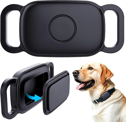 DDJ Waterproof Dog Collar Holder for Tile Life360 Pro 2024 Tracker 2-Pack, Silicone Cover Full-Body Protective Case for Tile Tracker Pet Collar, Ultra Durable, Scratch Resistant, Lightweight, Black