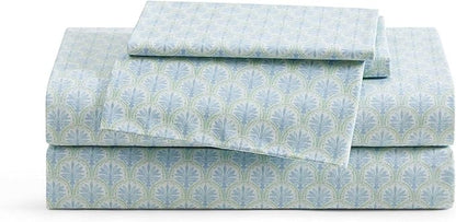 Tommy Bahama - Queen Sheet Set, Crisp & Cool Cotton Percale Bed Sheets, Deep Pockets, Coastal Bedding with Matching Fitted Sheet & Pillowcases (Coastal Bay Blue)