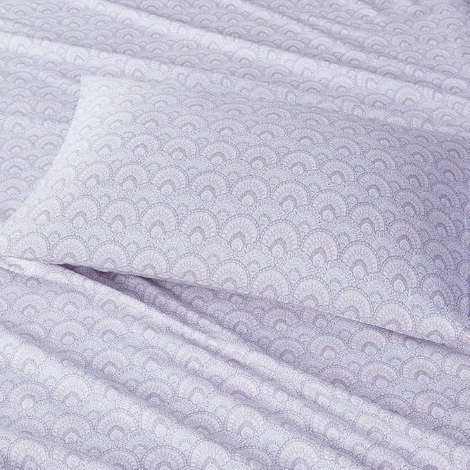 Comfort Spaces 100% Cotton Sheet Set Breathable, Lightweight, Soft with 14" Elastic Pocket Fits up to 16" Mattress, All Season Cozy Bedding, Matching Pillow Case, Full Tabitha Purple 4 Piece