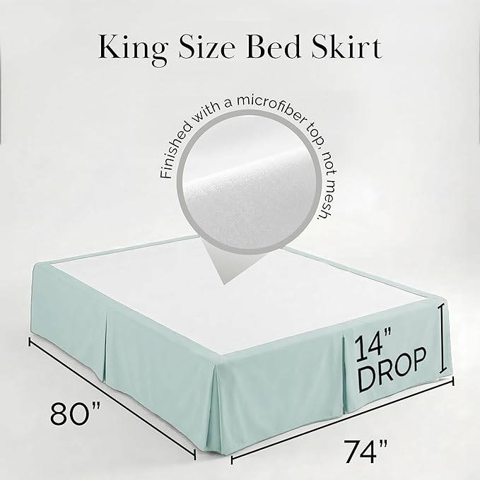 Southshore Fine Living, Inc. King Size Bed Skirt, 14-Inch Drop Pleated Bed Skirt for King Mattress Dust Ruffle for King Size Bed, Sky Blue